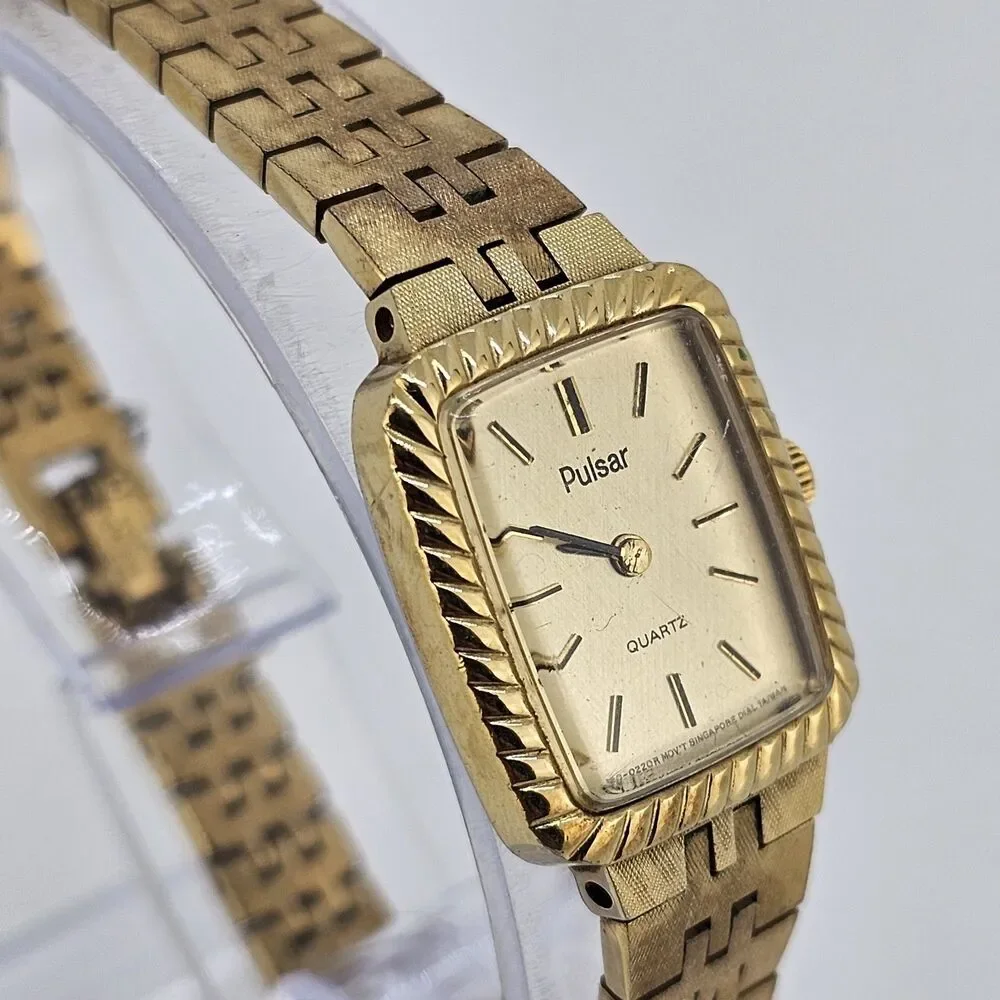 VTG Pulsar Watch Women 19MM Gold‎ Tone Dial Gold Bracelet 6.5